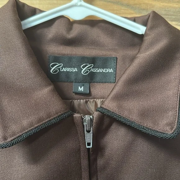 Vintage western bolero jacket -chocolate brown with black piping concho …